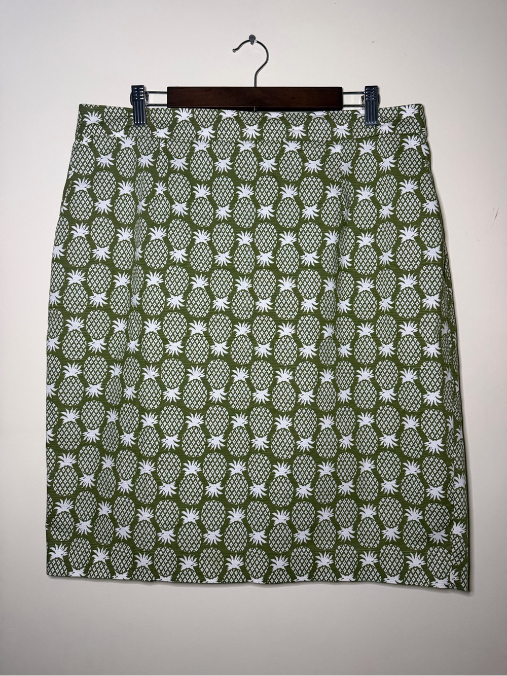 Boden Olive Green Pineapple-Print Pencil Skirt